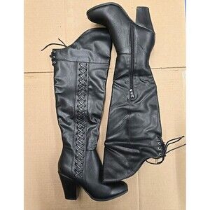 Journee Collection Women's Spritz-p Stacked Heel Over The Knee Boots  Size 6 1/2